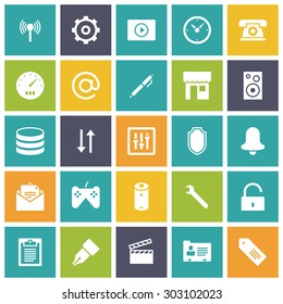 Flat design icons for user interface. Vector illustration.