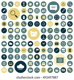 Flat design icons for user interface. Vector illustration.