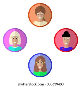 Flat design icons. Vector. Girls