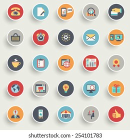 Flat design icons for web design development, SEO and internet marketing.