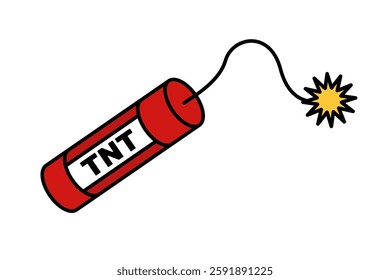 Flat design ignited TNT icon. Vector.