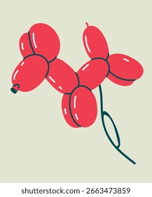 Flache Design-Illustration mit Hundeballon im Doodle Style