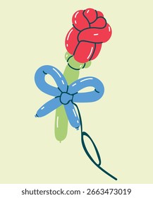 Ilustración de diseño plano con globo de rosa en estilo Doodle