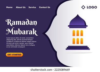 flat design Illustrated ramadan mubarak landing page background design template