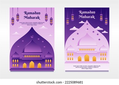 flat design Illustrated ramadan mubarak banner, flayer, background design template