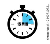 Flat design illustration of 15 minute timer, time and hour concept