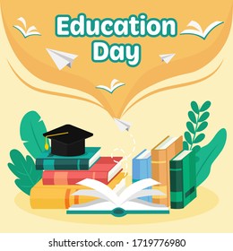 flat design illustration about education day