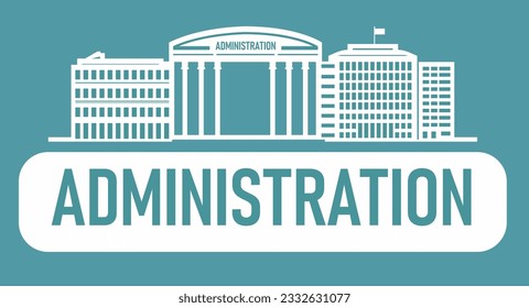 Flat design illustration of administration buildings with classic and modern architecture suitable for government