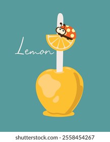 Flat Design Illustration Apple Caramel at Lemon Taste