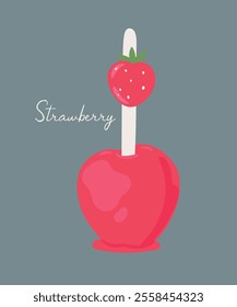 Flat Design Illustration Apple Caramel at Strawberry Taste