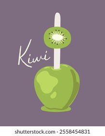 Flat Design Illustration Apple Caramel at Kiwi Taste