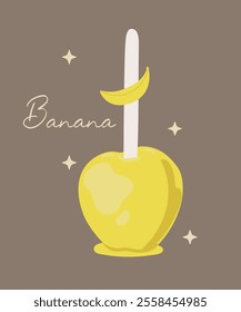 Flat Design Illustration Apple Caramel at Banana Taste