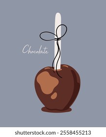 Flat Design Illustration Apple Caramel at Chocolate Taste