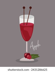 Ilustración de diseño plano con Apple Drink Glass	