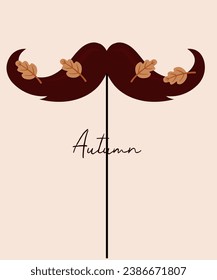  Flat Design Illustration with Autumn Mustache