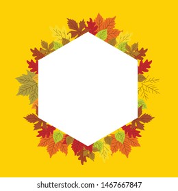 flat design Illustration autumn on frame in the autumn leaves season. circle frame, rectangle frame, polygonal frame