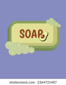 Flat design Illustration with Avocado Soap Bar