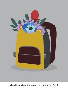 Flat Design Illustration with Bag and Flowers