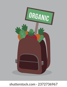 Flat Design Illustration with Bag and Organic Vegetables