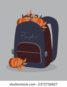 Ilustración de diseño plano con bolsa y calabazas