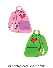 Ilustración de diseño plano con bolso Tres Colores en estilo Doodle