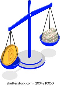 ilustración de diseño plano del balance de criptografía y bitcoin que puede utilizarse como activo para su web gráfica necesita hacerlo más atractivo