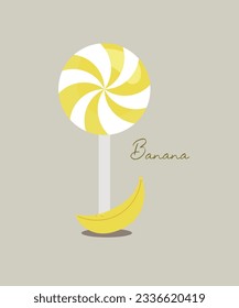 Flat Design Illustration with Banana Candy