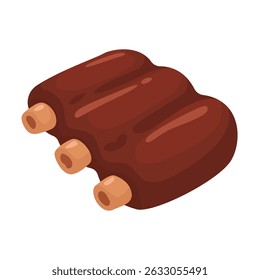 Flat design illustration of barbecue ribs, perfect for culinary and food-related projects.