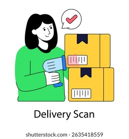 Flat design illustration of barcode scan