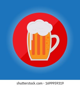 Flat Design Illustration For Beer Icon