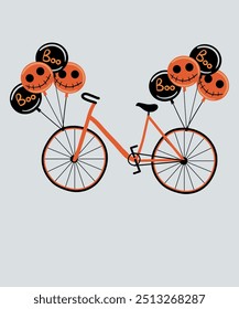 Flat Design Illustration with Bicycle at Balloons Boo
