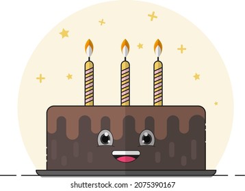 flat design illustration birthday cake