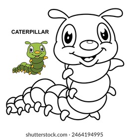 Flat Design Illustration Blank Fill With Sample Color Of Caterpillar