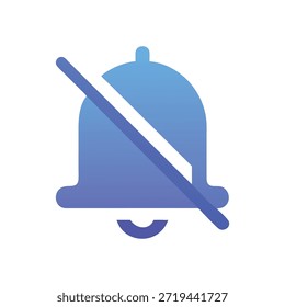 Eine flache Entwurfsgrafik eines blauen Glockensymbols mit Farbverlauf und gekreuzter Linie, das stumpfe Benachrichtigungen auf weißem Hintergrund darstellt.