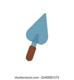 Flat design illustration of a blue trowel on White Background