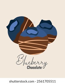 Flat Design Illustration with Blueberry and Chocolate Taste
