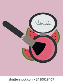 Flat Design Illustration with Blush and Brush, Watermelon