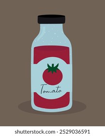 Ilustración de diseño plano con botella en jugo de tomate