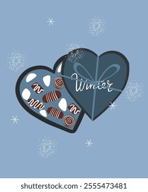 Flat Design Illustration with Box of Chocolates at Winter Taste