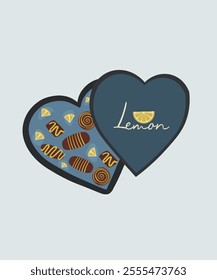  Flat Design Illustration with Box of Chocolates at Lemon Taste