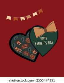 Flat Design Illustration with Box of Chocolates at Happy Father's Day Taste