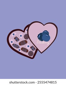 Flat Design Illustration with Box of Chocolates at Blueberry Taste