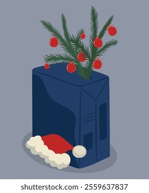 Flat Design Illustration with Box Paper at Holidays Taste