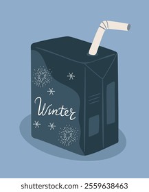  Flat Design Illustration with Box Paper at Winter Taste