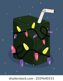 Flat Design Illustration with Box Paper and Lights
