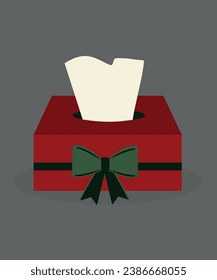 Flat Design Illustration with Box of Tissue and Holiday Pattern