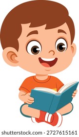 Ilustración plana del diseño de un carácter del muchacho que lee un libro en una pose tranquila y centrada. El personaje aparece comprometido en el aprendizaje, lo que lo hace adecuado para el contenido educativo de los niños, materiales escolares, actividades de lectura, temas de alfabetización, App del aprendizaje, presentaciones en el aula, carteles, Sitios web y diseños enfocados en los niños. Las Formas limpias y los colores sólidos proporcionan un estilo visual moderno ideal para narrar historias, estudiar conceptos y proyectos educativos relacionados con la infancia.