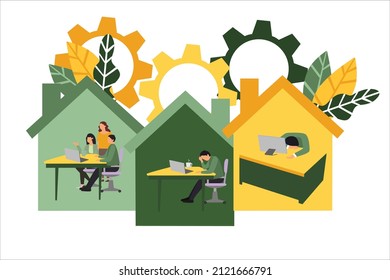 flat design illustration brainstorming idea for business solution concept set  think hard to complete the project deadline  work fatigue  work from home  brainstorming process 