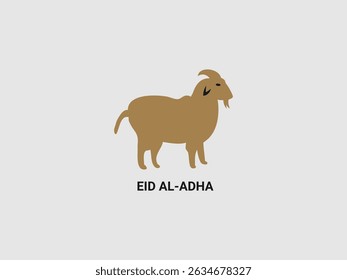 A flat design illustration of a brown goat standing