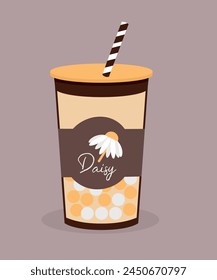 Flat Design Illustration with Bubble Tea at Daisy Taste